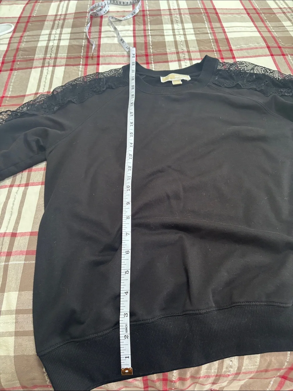 Michael Kors Black Lace-Trim Raglan Pullover